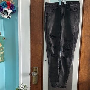 American Eagle Outfitters Black Distressed Jeggings